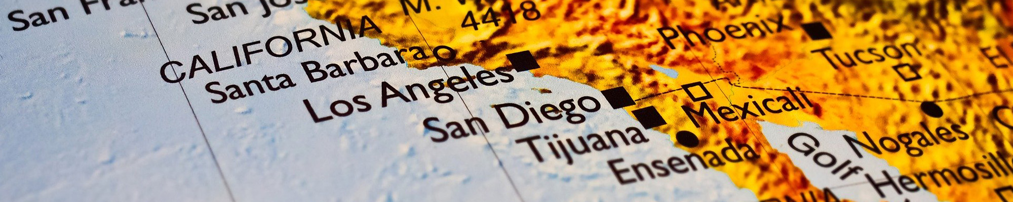 map zoomed in to show Southern California and Baja California